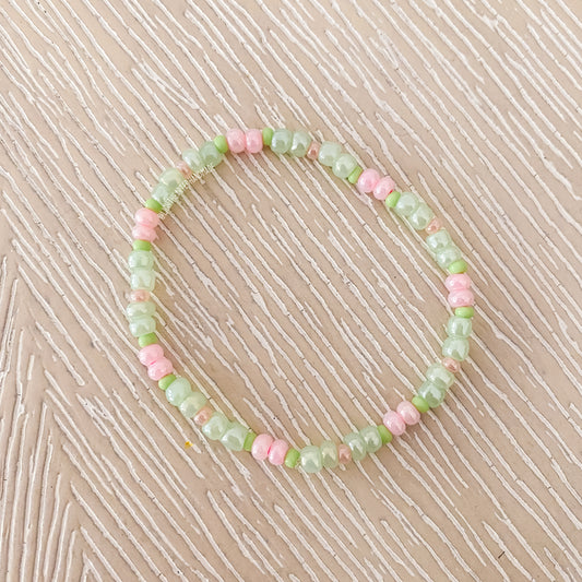 Strawberry Matcha Swirl Bracelet | Coffee Beads Collection