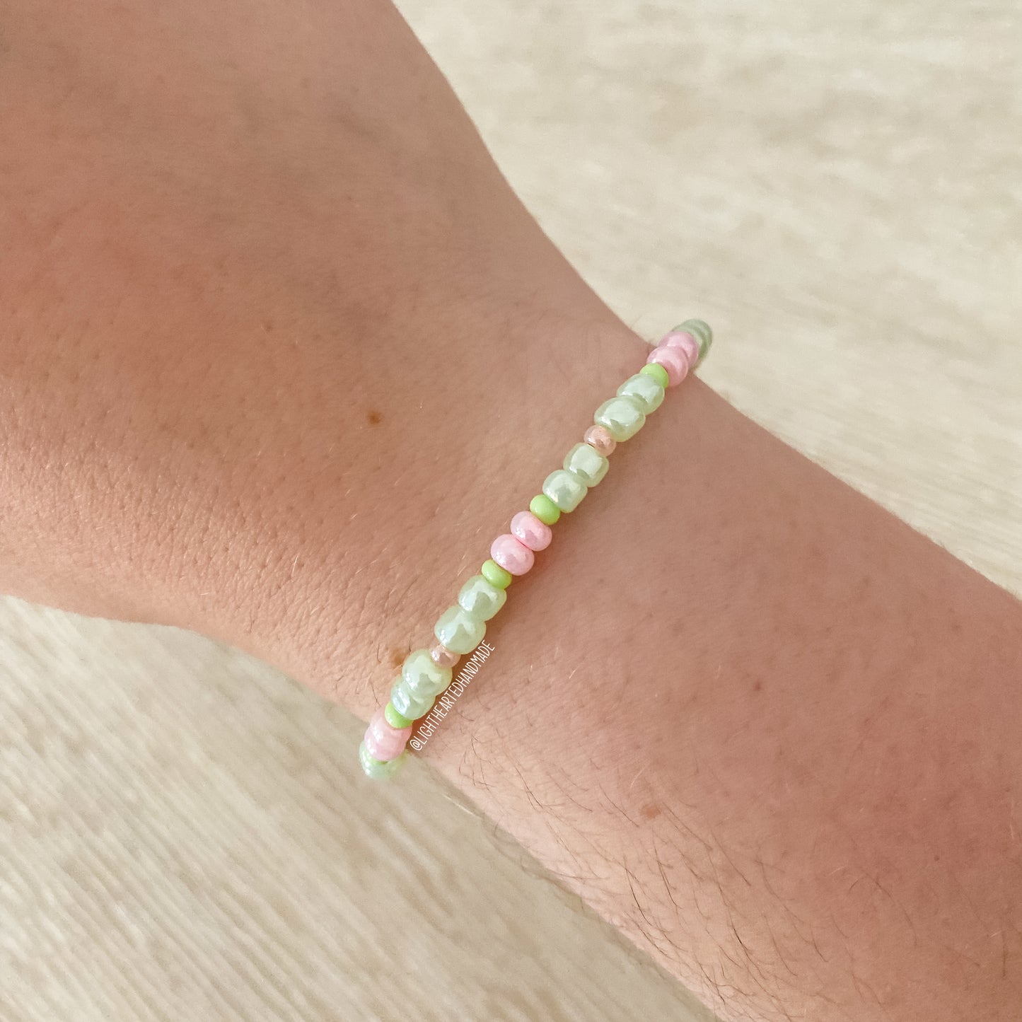 Strawberry Matcha Swirl Bracelet | Coffee Beads Collection