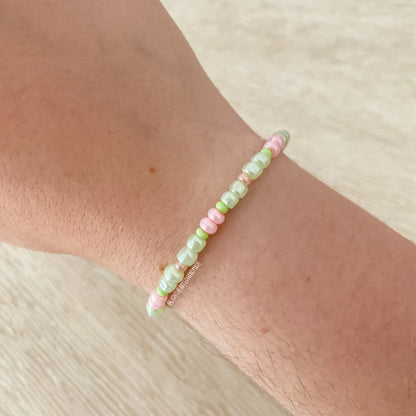 Strawberry Matcha Swirl Bracelet | Coffee Beads Collection